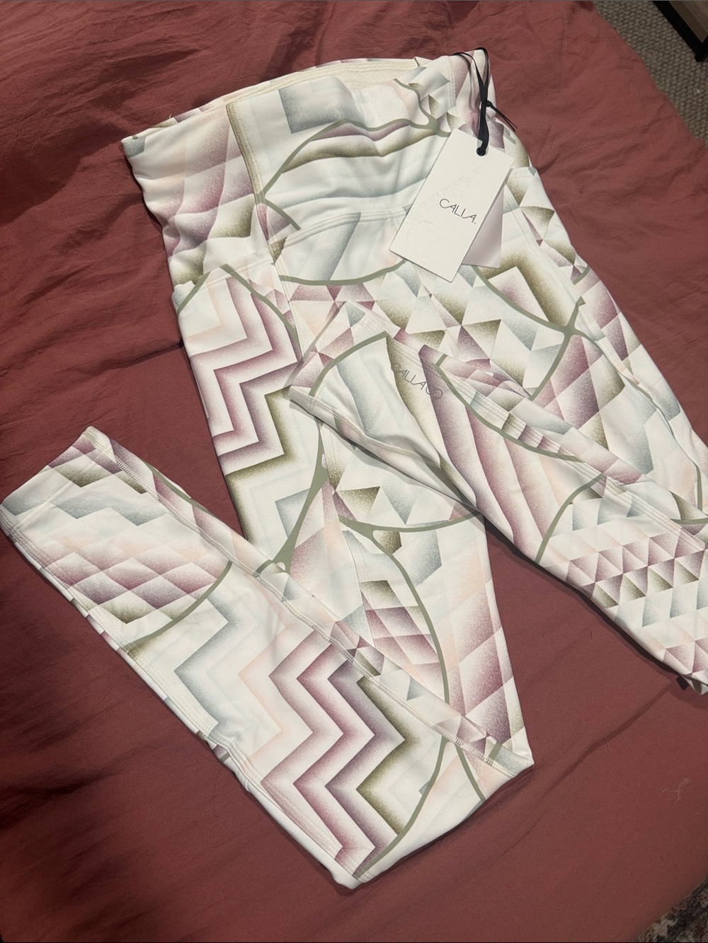 Women’s Geo Print Leggings in White and Pink | Cold Dash